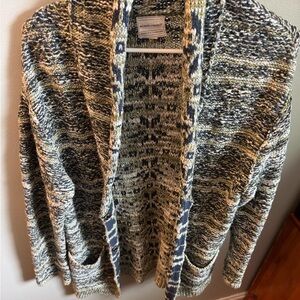 Melrose and Market Olive Green, Blue, and Cream Knit Sweater